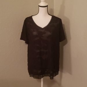 Evri Black top with black flowers